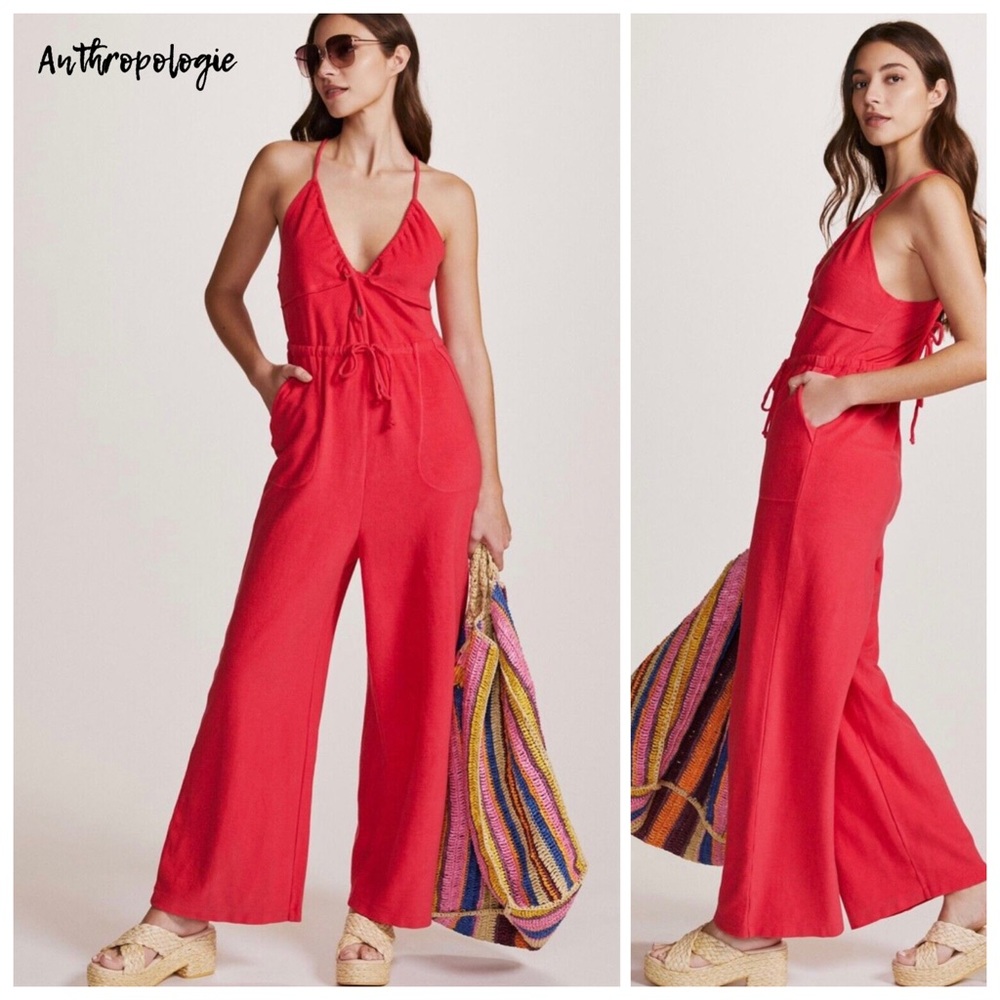 Anthropologie Red Jumpsuit